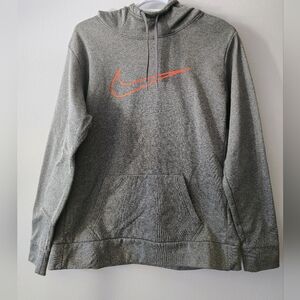 Nike Dri-Fit Hoodie Womens Large Gray Just Do It Swoosh Athletic Sweatshirt